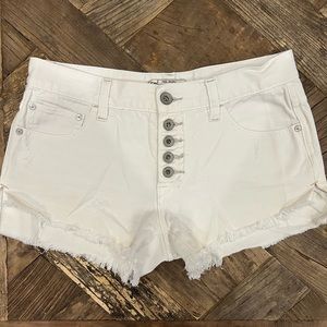 Free People Button Front Frayed Hem Short Shorts Size 24